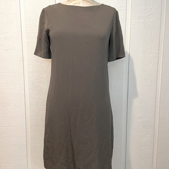 Theory Grey Silk Tshirt Dress - Picture 1 of 5